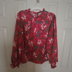 Michelle McDowell Red and Green Women's Blouse - NEVER WORN